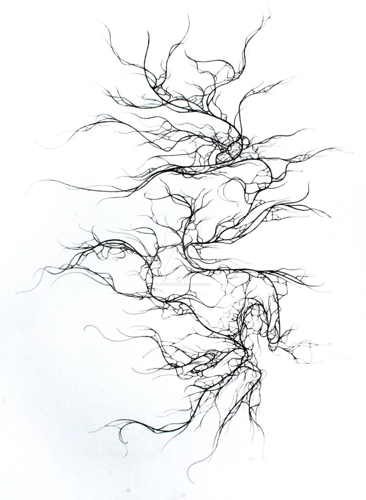 Vein-like abstract pen drawing for icebreaker groups