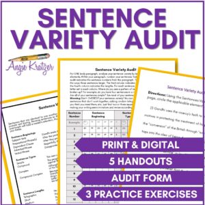 sentence variety audit cover for writing revision